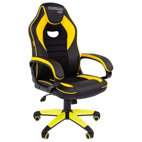 Компьютерное кресло GAME16 (на полумягких колёсиках, жёлтый, TW чёрный - жёлтый)