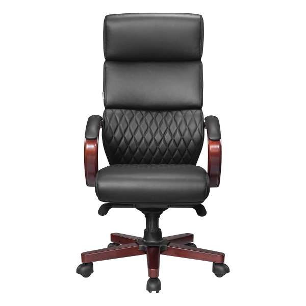 Компьютерное кресло President Wood (экокожа чёрный, красное дерево)